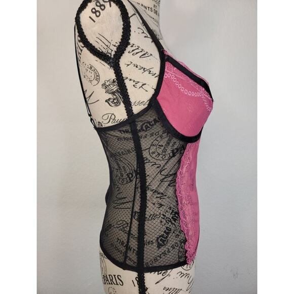 Rampage Lace Overlaid Corset Top SZ 34C Goth Ravewear Sheer Romantic Fairy Y2K - Picture 4 of 9